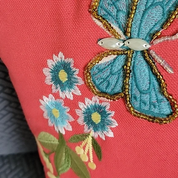 Embroidered Spring Bunny Pillow - Picture 3 of 7